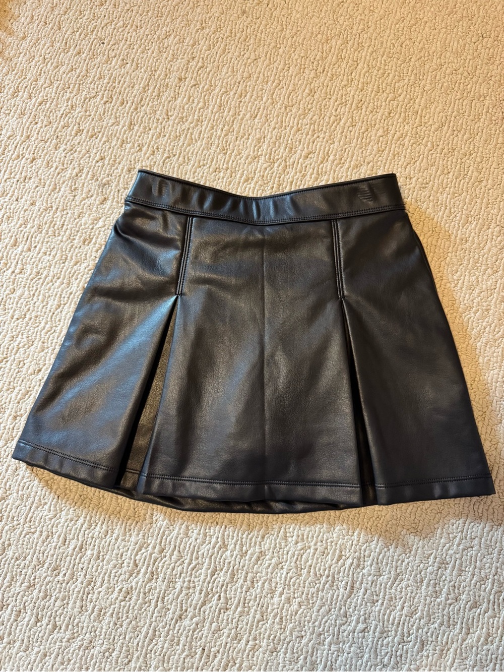 Abercrombie Kids Faux Leather Pleated Skater Skirt Black Size 9/10